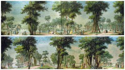 Louis Carrogis de Carmontelle : Set of five transparent representative landscapes of the 'Campaigns France' (5)