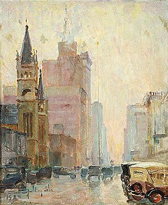 Grace Spaulding John : 'Houston, Main Street in the Rain, 1924'