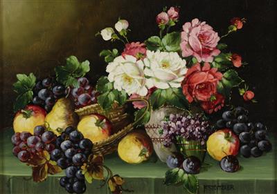 Franz Stoitzner : 'Stillleben mit Blumen und Früchten'