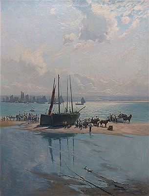 Edmund G Fuller : Fish Sale, St. Ives Morning, 1894