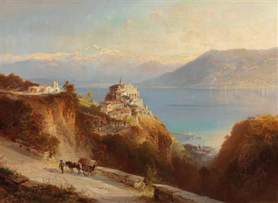 Ferdinand Feldhutter : View of Monte del Sasso on Lake Maggiore