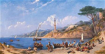 Charles Henry Seaforth : A lively scene on the southern Italian coast