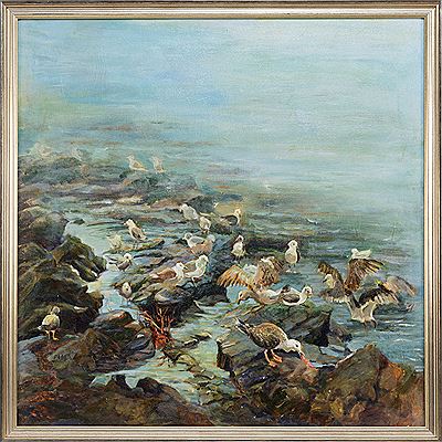 Selma Alden : Coastal scene with gulls