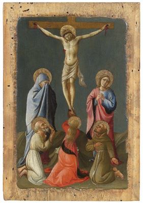 Domenico Michelino : Cristo in croce con la Madonna e i Santi Giovanni Evangelista, Gerolamo, Maria Maddalena e Francesco