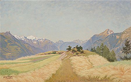 Berthe Roten-Calpini : Vue sur les montagnes du Bas-Valais