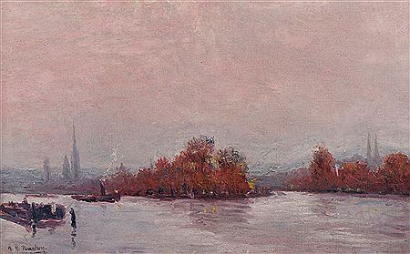 Robert Henri Pinchon : Coucher de soleil sur la Seine à Rouen