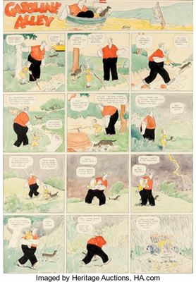 Frank King : Frank King Gasoline Alley Sunday Comic Strip Hand-Colored Original Art (Chicago Tribune, 1924)