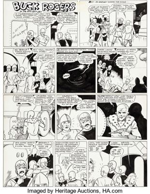 Rick Yager : Rick Yager Buck Rogers Sunday Comic Strip #579 Original Art (John F. Dille Co., c. 1951)