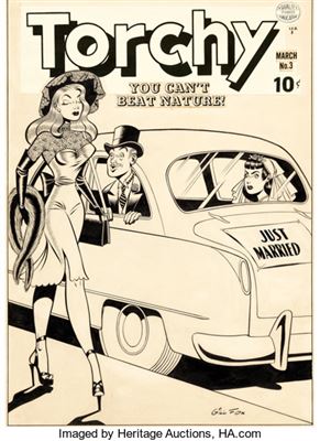 Gill Fox : Gill Fox Torchy #3 Cover Original Art (Quality, 1950)