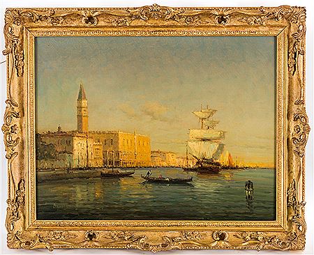 Joseph Antoine Bouvard : Venise, Vue du palais des Doges prise du Grand Canal à Venise