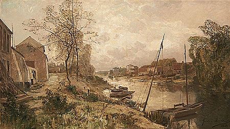 Gustave-Francois Den Duyts : Vue du canal Gent-Terneuzen à la hauteur de Landerbrugge