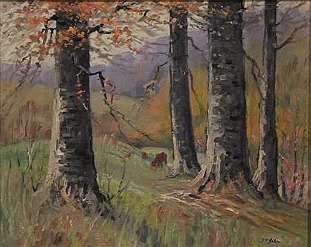 George Baker : Richmond Beeches w/Cows