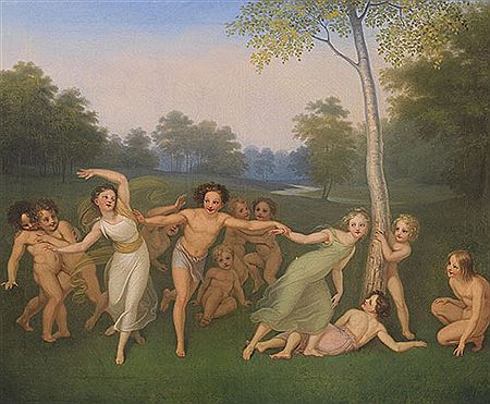 Moritz August Retzsch : 4 Gemälde: Die Jahreszeiten (Lebenszyklus), 1828