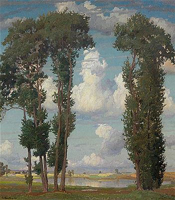 Richard Kaiser : Landscape with tree group. 1916