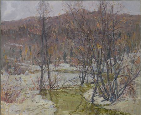 Nikolai Mikhailovich Romadin : Wet November. Village Donskoe