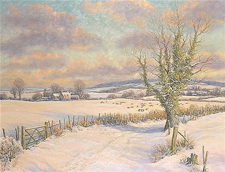 Mervyn Goode : Winter Afternoon Sun and Shadows on the Snow