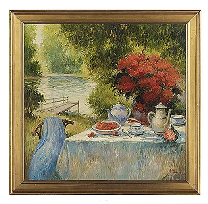 Joseph Pauwels : 'Tea Time with a Bowl of Cherries'