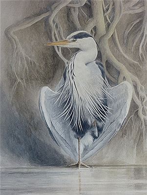 Philip Snow : 'Heron Sunbathing'