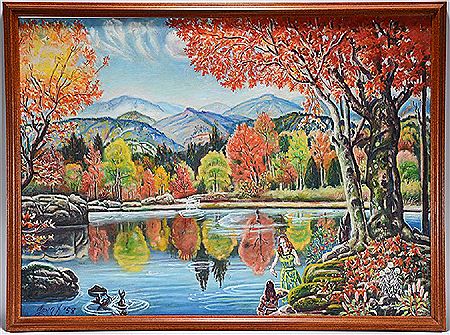 McKendree Long : Women By The NC Lake In Autumn