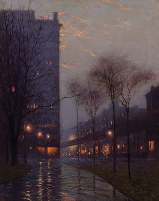 Birge (Lovell Birge) Harrison : 'Bryant Park at Evening, New York'