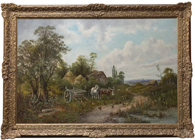 Octavius Thomas Clark : A TRAVELLER WITH HORSE AND CART IN A RURAL LANDSCAPE