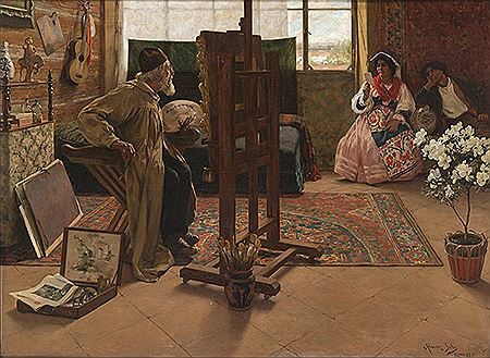 Ventura Alvarez-Sala : 'Campesinos del Lacio en el estudio del anciano pintor'. 1901