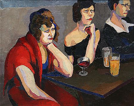 Maurice Scouezec : 'Trois femmes attablées 1924'