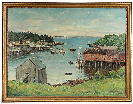 Parker Gamage : 'New Harbor, Maine', a summer scene