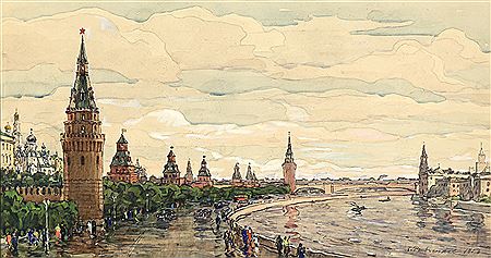 Boris Fedorovitch Rybchenkov : View of the Kremlin from the Moscow River