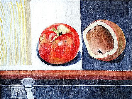 Karel Veržakovský : Still-life with an apple in trunk