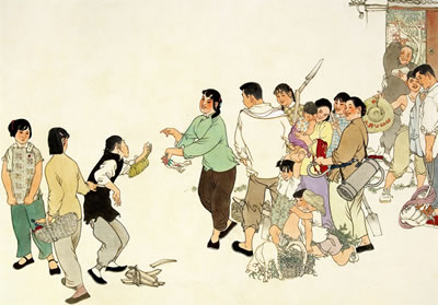 Youzhi He : ORIGINAL WORK OF THE COVER OF THE COMIC BOOK STRIP LI SHUANGSHUANG