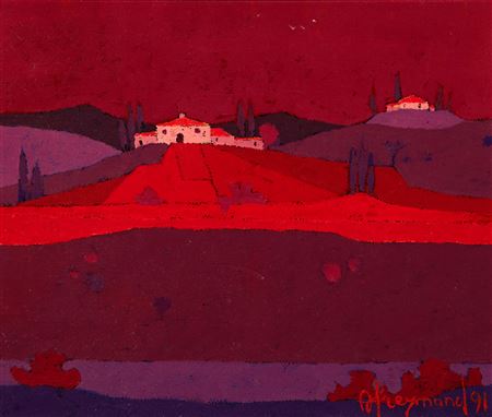 Andre Louis Freymond : Paesaggio di Fantasia Toscana