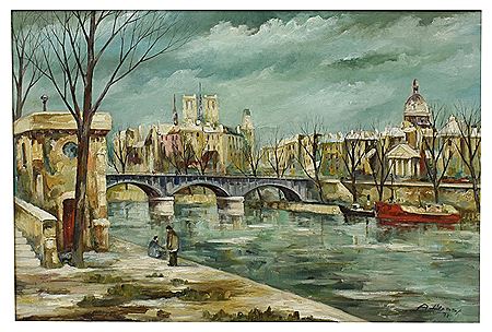 Andre Besse : 'Bord de Seine, Quai du Louvre, Paris'