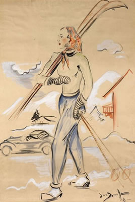 Jean Dorville : La skieuse à Megéve, 1928