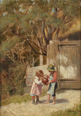 Joseph Eugène Horwarter : Siblings sharing a water jug