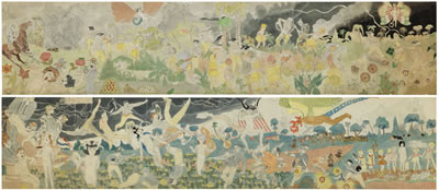 Henry Darger : 148 At Jennie Richee During fury of storm are unsuccessfully attached [sic] by Glandelinians / 149 At Jennie Richee narrowly escape capture but Blengins come to rescue, double sided