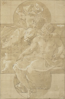 Francesco Primaticcio : Polymestor killing Polydorus (or King Priam and Sinon)?