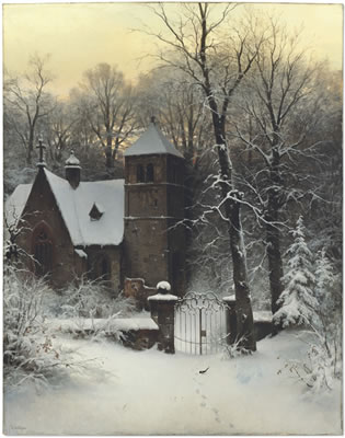 Sophus Jacobsen : Snowy Churchyard