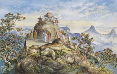 Constance Frederica Gordon-Cumming : Shrine of Sri Pada Holy Foot on top of Adam's Peak