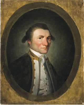 John Webber : Portrait of Captain James Cook, R.N., small half length, in captain's full-dress uniform