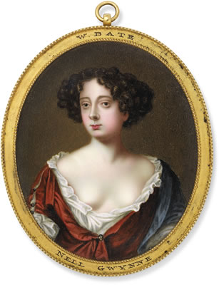 William Bate : Nell Gwyn (1650-1687), in low-cut dress