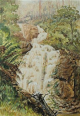 Charles William Hamilton Dicker : 'Stevenson's Falls, Victoria,' c1890