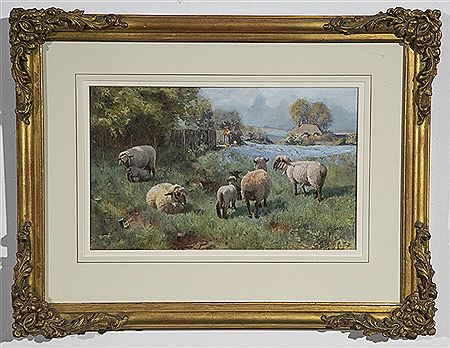 Walter Bothams : Sheep in Spring Pastures