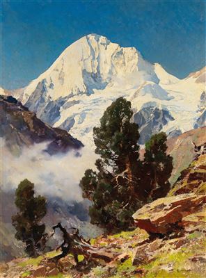 Edward Harrison Compton : The Königspitze (Gran Zebrù) in the Ortler Alps