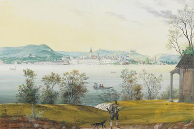 Josef Eberl : A view of Gmunden at Traunsee