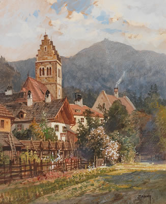 Georg Janny : A view of Zell am See towards Schmittenhöhe