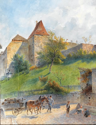 Moritz Ledeli : Town wall, titled “Klosterneuburg”