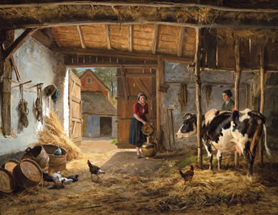 Jean-Louis Van Kuyck : Intérieur d'étable (1858)