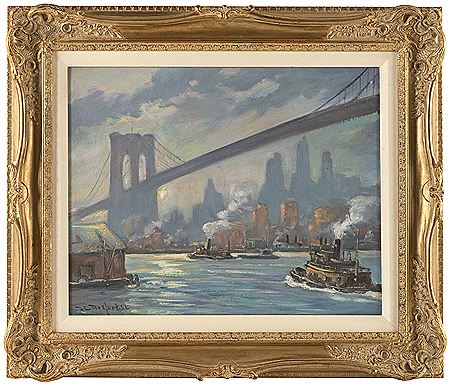 Bela deTirefort : Wonderfully active scene of the Brooklyn Bridge