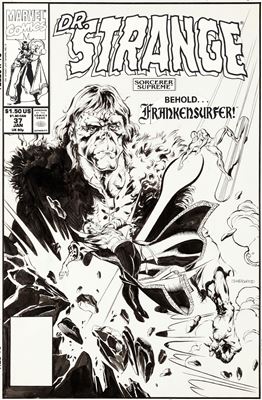 Geof Isherwood : Geof Isherwood Doctor Strange, Sorcerer Supreme #37 Cover Silver Surfer Original Art (Marvel, 1992)